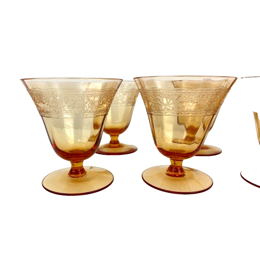 Fostoria Royal Amber Cordial Glasses 3.5" Tall Set of 7 Champagne Glasses Lovely - Picture 3 of 12